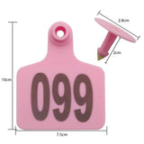 1-100 Cattle Number Ear Tags 7x10cm Set - XL Pink Cow Sheep Livestock Labels - Side View