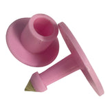 1-100 Cattle Number Ear Tag Set - Round Pink Pig Sheep Goat Livestock Label - Side View