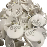 1-100 Cattle Number Ear Tag Set - Round White Pig Sheep Goat Livestock Label - Side View