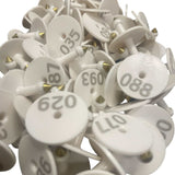 1-100 Cattle Number Ear Tag Set - Round White Pig Sheep Goat Livestock Label - Side View