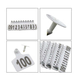 1-100 Cattle Number Ear Tags 7x10cm Set - XL White Cow Sheep Livestock Labels - 45-Degree Angle