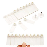 100x Cattle Ear Tags 5x2cm Set - Mini White Blank Pig Goat Livestock Label - Top-Down View