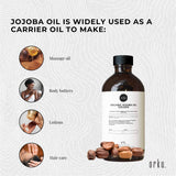 500ml Organic Jojoba Oil - Golden Pure Cold Pressed Seed For Hair Skin Nails - Side View
