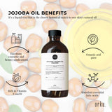 500ml Organic Jojoba Oil - Golden Pure Cold Pressed Seed For Hair Skin Nails - Top-Down View