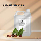 5L Organic Jojoba Oil - Golden Pure Cold Pressed Seed For Hair Skin Nails - Front View