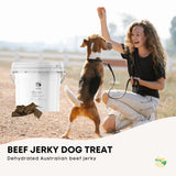 700g Dog Treat Beef Jerky Bucket - Dehydrated Australian Healthy Puppy Chew - Front View