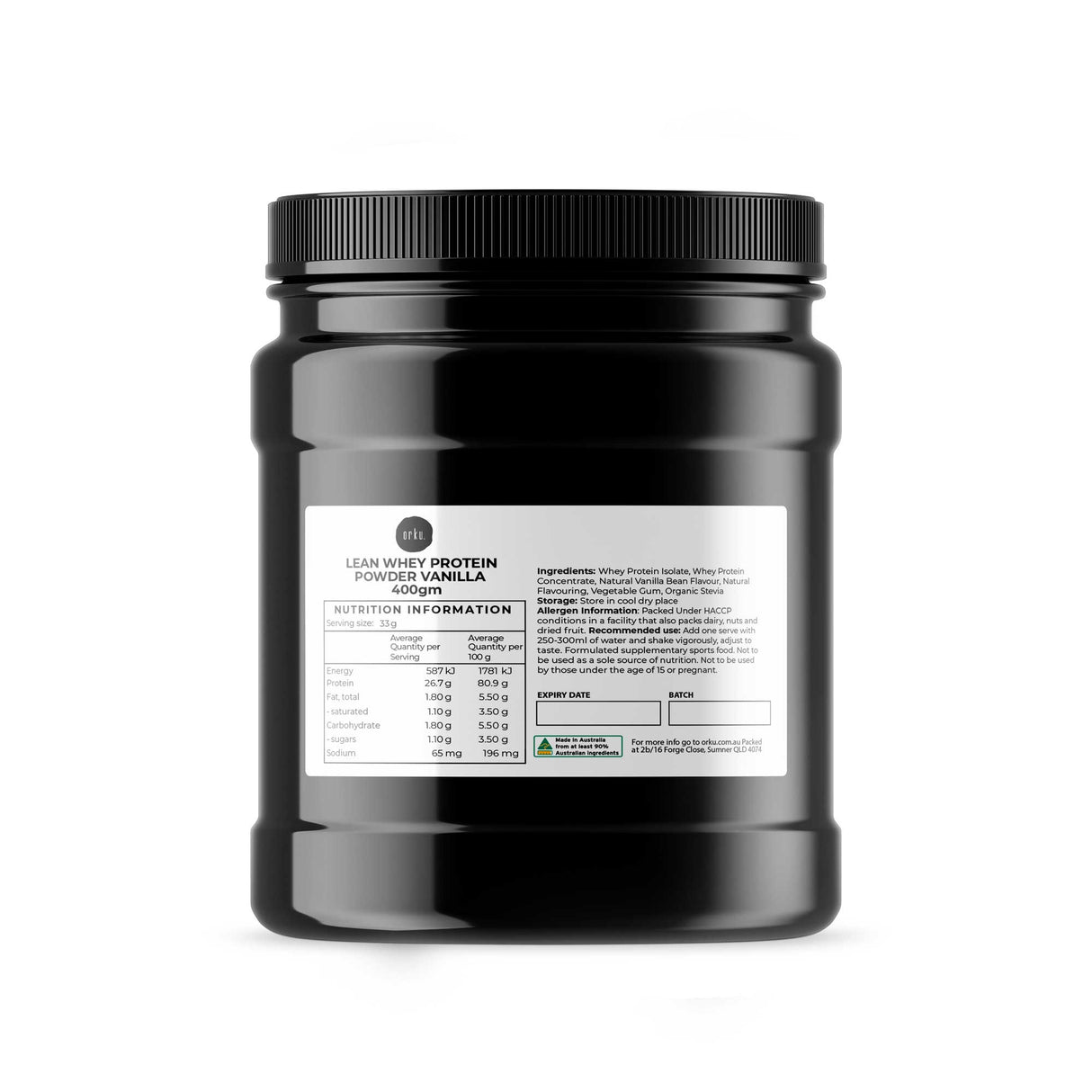 Premium Vanilla Lean Whey Protein Blend - 400g Muscle Support Supplement Jar