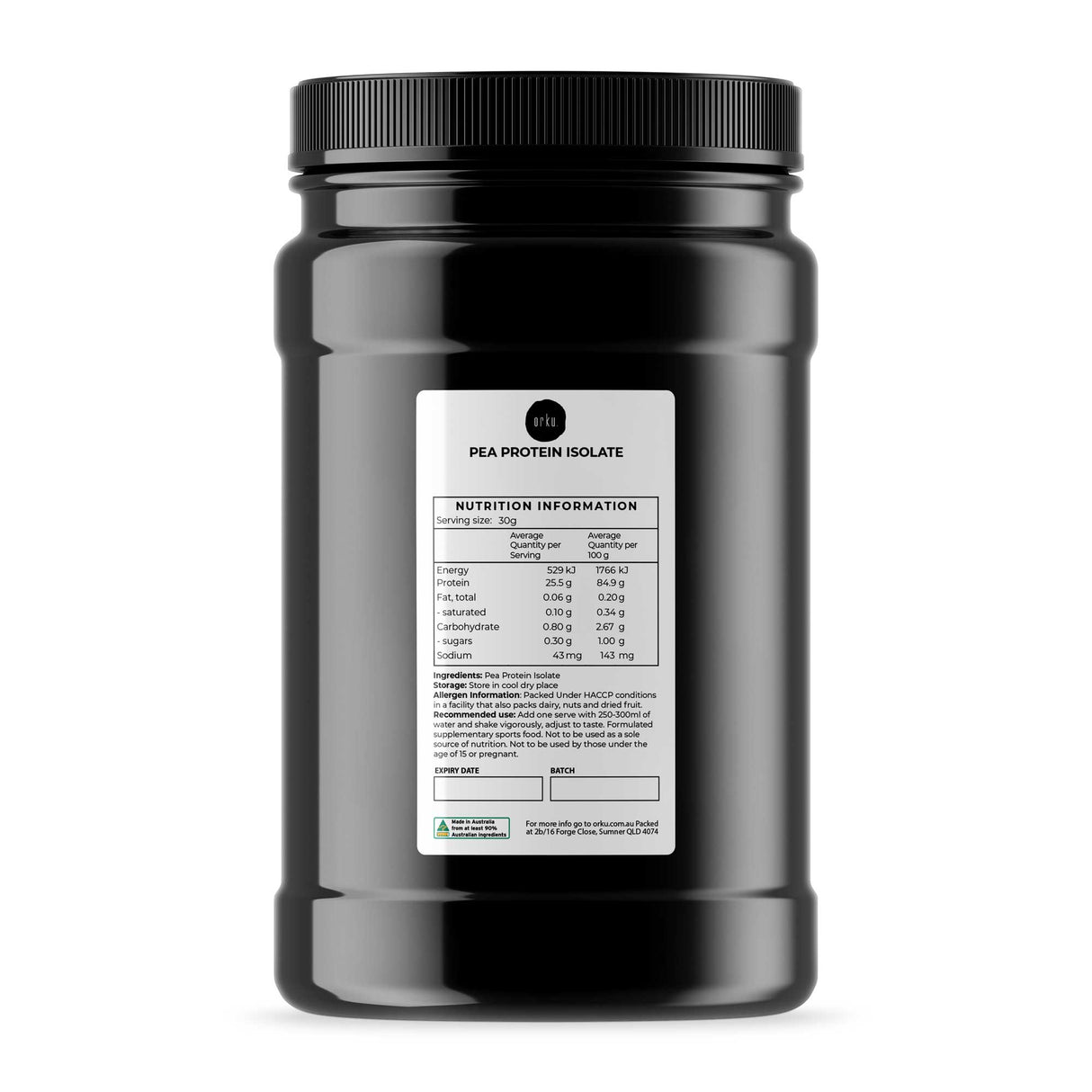 Premium 1Kg Vegan Pea Protein Isolate - All-Natural Plant-Based Supplement in Resealable Jar