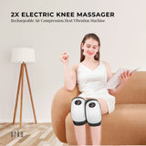 2x Electric Knee Massager - Rechargeable Air Compression Heat Vibration Machine - Front View