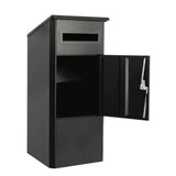 Parcel Delivery Drop Box Mailbox - Secure Home Package Locker 38x38x90cm Black - Front View