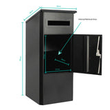 Parcel Delivery Drop Box Mailbox - Secure Home Package Locker 38x38x90cm Black - Top-Down View
