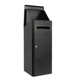Parcel Delivery Drop Box Mailbox - Secure Home Package Locker 38x38x90cm Black - 45-Degree Angle