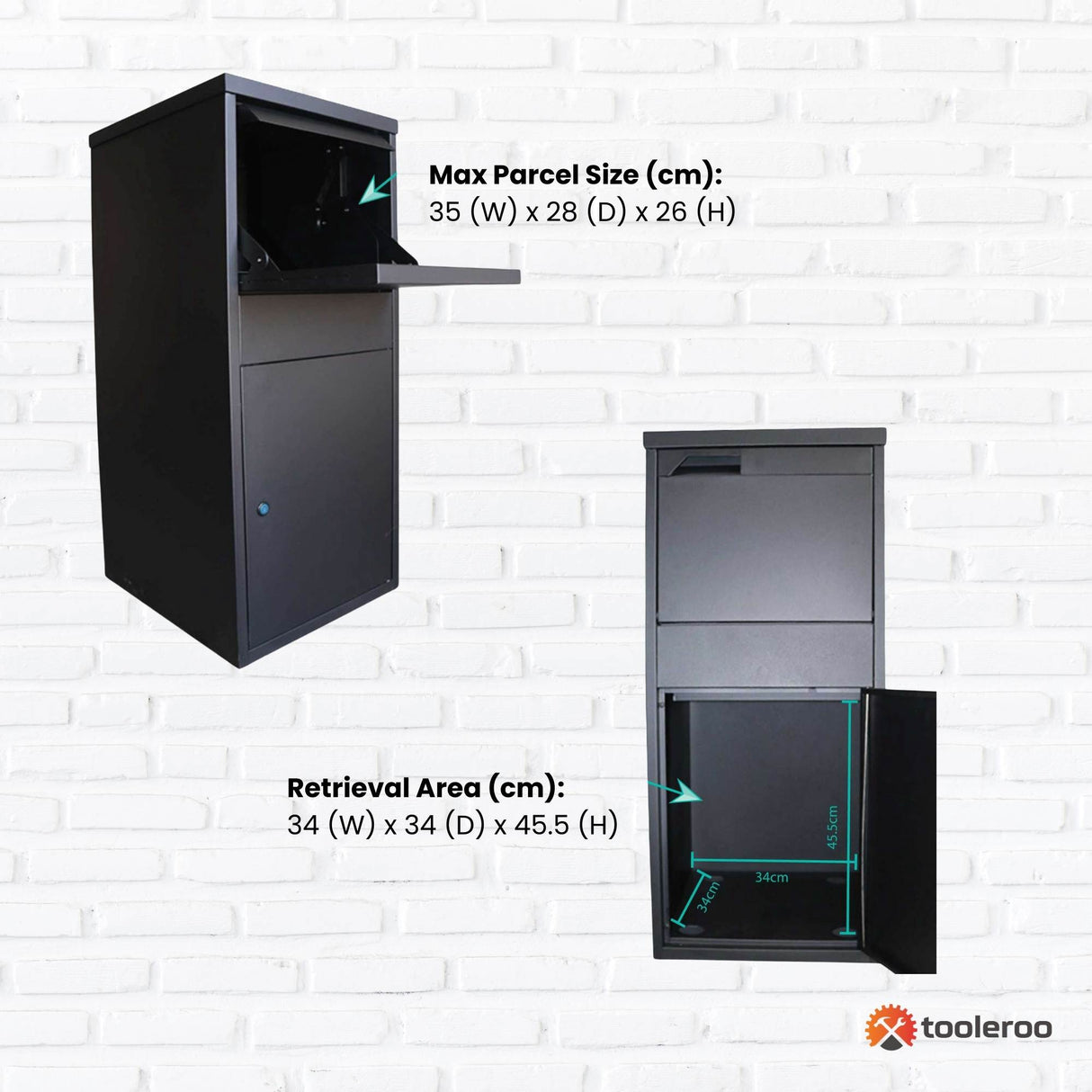 Secure Home Parcel Delivery Box - Lockable Package Mail Locker 41.5x38.5x102.5cm