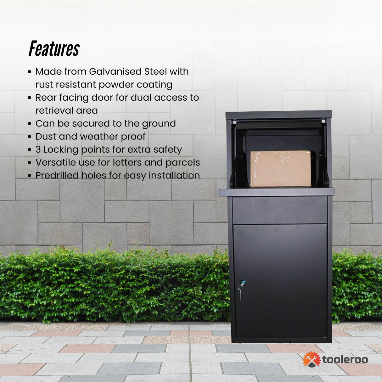 Secure Home Parcel Delivery Box - Lockable Package Mail Locker 41.5x38.5x102.5cm