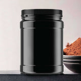 48x 1.5L Wide Mouth Plastic Jars and Lids Black - Empty Protein and Powder Tubs - Rear View