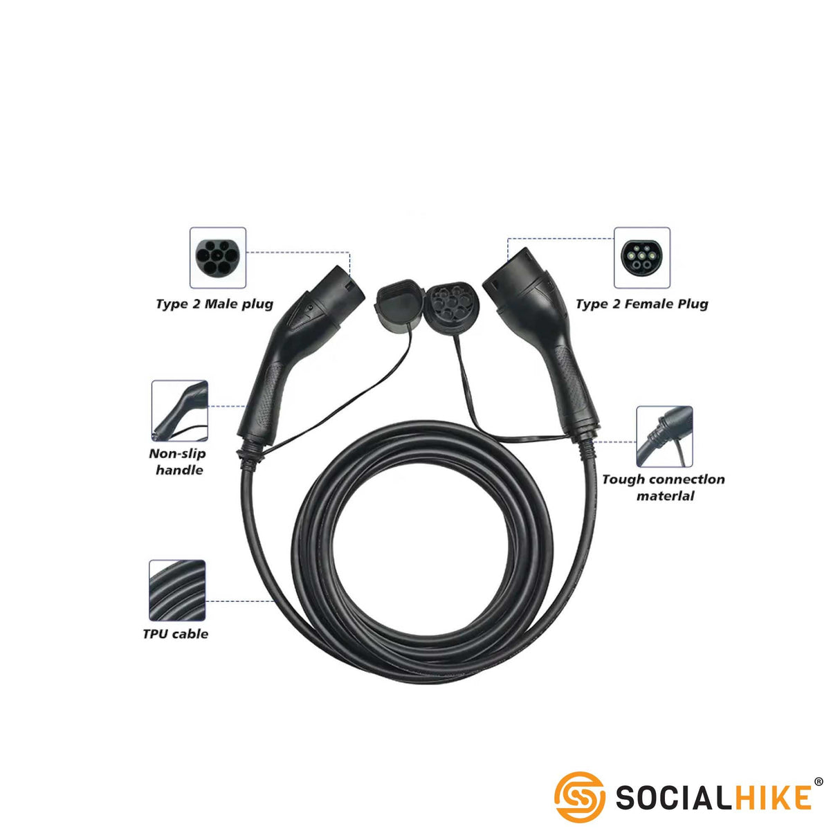High-Speed Type 2 EV Charging Cable - 22KW 32A Mode 3 for Electric Vehicles
