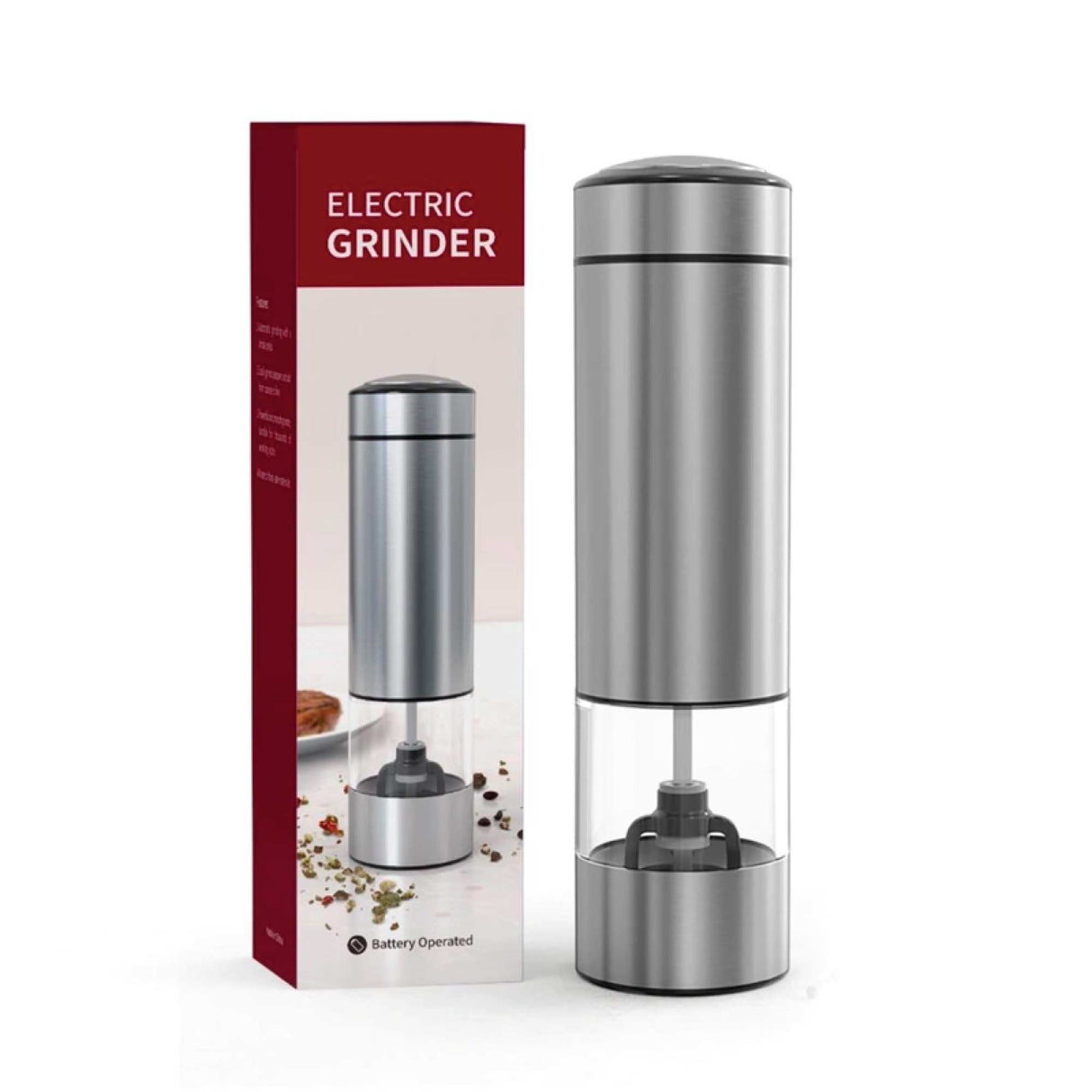 Automatic One-Press Salt and Pepper Grinder with Adjustable Settings