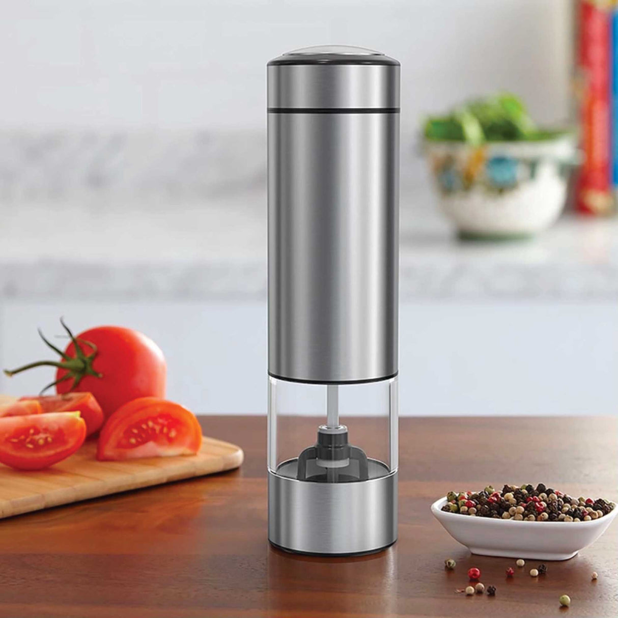 Automatic One-Press Salt and Pepper Grinder with Adjustable Settings