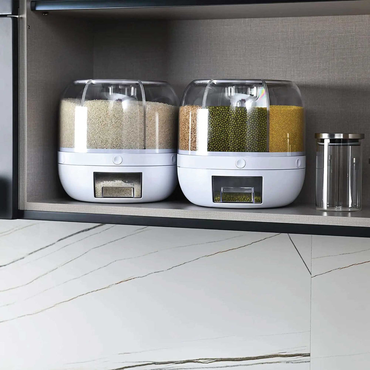 360° Rotating 6-Compartment Dry Food Dispenser - 3.6L Storage Container