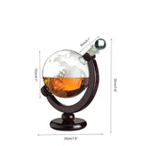 850ml Whiskey or Wine Globe Glass Decanter Set - 2x Glasses + Wooden Stand - Top-Down View