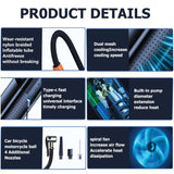 Portable Tyre Inflator - Rechargeable Car Bike Tire Air Pump Compressor - Side View