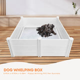 Rooster Farms 0.95m PVC Dog Whelping Box Puppy Birthing Pen - Anti-Crush Rail - Front View