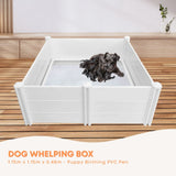 Rooster Farms 1.15m PVC Dog Whelping Box Puppy Birthing Pen - Anti-Crush Rail - Front View