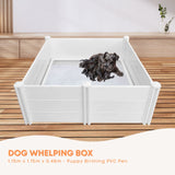Rooster Farms PVC Dog Whelping Box 1.15m x 1.15m x 0.48m - Puppy Birthing Pen - Front View