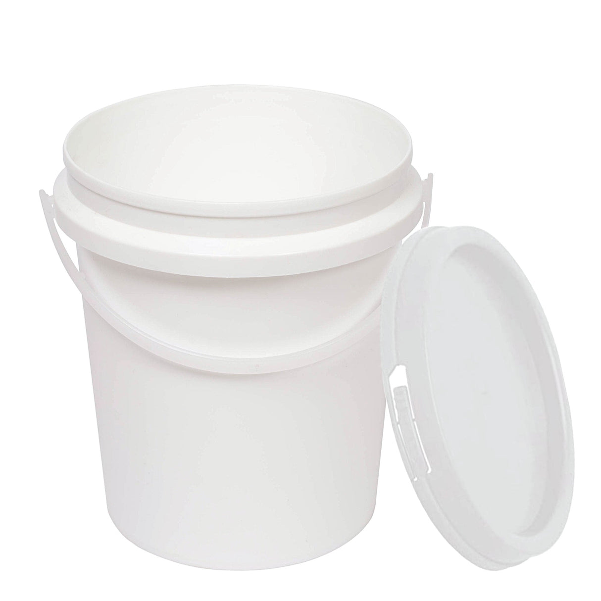 Set of 10 Food Grade 1.2L Plastic Buckets with Tamper Evident Lids and Handles