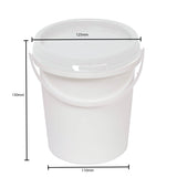 10x 1.2L Plastic Buckets + Lids - Food Grade Empty White Tub With Handle - Front View