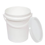 10x 1.2L Plastic Buckets + Lids - Food Grade Empty White Tub With Handle - Side View