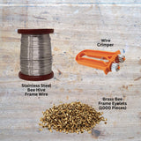 Beekeeping Kit - Wiring Board + 500g Wire + Crimper + 1000 Bee Frame Eyelets - Top-Down View