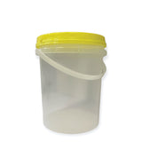 Bulk 100 x 1.2L Empty Honey Bucket with Lid - 1.5Kg Clear Tamper Proof Plastic Tub - Side View
