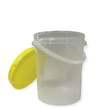 Bulk 100 x 1.2L Empty Honey Bucket with Lid - 1.5Kg Clear Tamper Proof Plastic Tub - Top-Down View