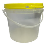 Bulk 100 x 2.2L Empty Honey Bucket with Lid - 3Kg Clear Tamper Proof Plastic Tub - 45-Degree Angle