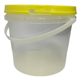 Bulk 100 x 2.2L Empty Honey Bucket with Lid - 3Kg Clear Tamper Proof Plastic Tub - Rear View