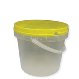 Bulk 100 x 2.2L Empty Honey Bucket with Lid - 3Kg Clear Tamper Proof Plastic Tub - Close-Up Angle