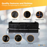 Trunk Storage Organizer with Insulated Cooler - Collapsible Boot Management Solution - 45-Degree Angle