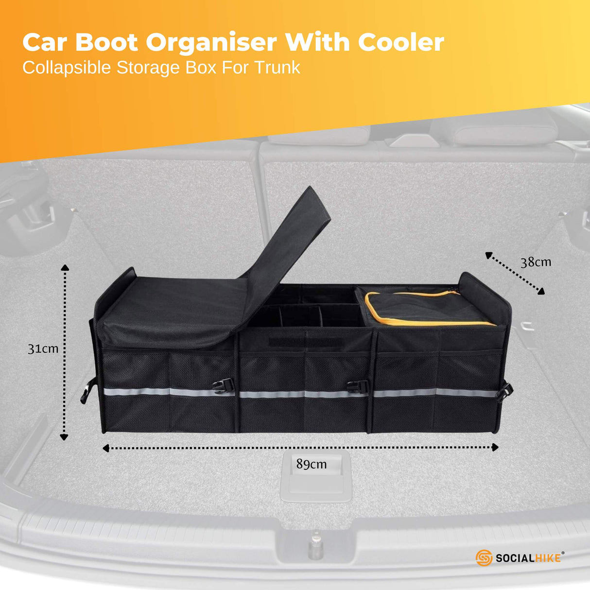 Trunk Storage Organizer with Insulated Cooler - Collapsible Boot Management Solution