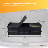 Trunk Storage Organizer with Insulated Cooler - Collapsible Boot Management Solution - Front View