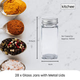 4 Tier Metal Spice Rack + 28 Glass Jars - Kitchen Pantry Herb Storage Organiser - Close-Up Angle