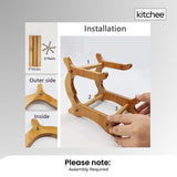 Elegant 2-Tier Ceramic Fruit and Vegetable Display Stand with Bamboo Base - Rear View