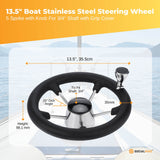 14 Premium Stainless Steel Boat Steering Wheel with Ergonomic Grip and Assist Knob