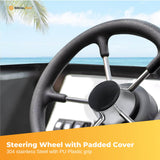 14 Premium Stainless Steel Boat Steering Wheel with Ergonomic Grip and Assist Knob - Rear View