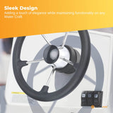 14 Premium Stainless Steel Boat Steering Wheel with Ergonomic Grip and Assist Knob - Close-Up Angle