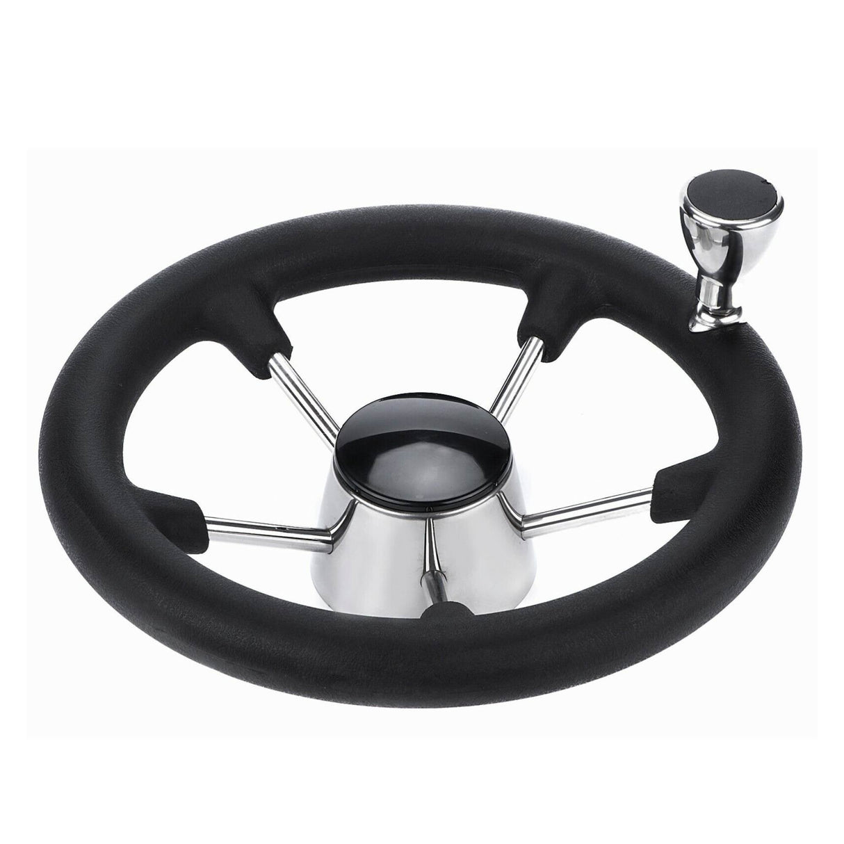 14" Premium Stainless Steel Boat Steering Wheel with Ergonomic Grip and Assist Knob