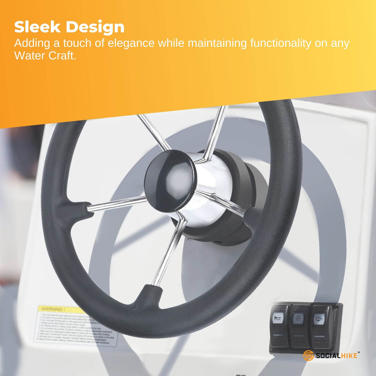 14" Premium Stainless Steel Boat Steering Wheel with Ergonomic Grip and Assist Knob