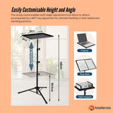 Portable Adjustable Tripod Stand for Projectors and Laptops with Phone Holder - Side View