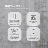 Portable Adjustable Tripod Stand for Projectors and Laptops with Phone Holder - Close-Up Angle