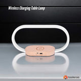 Wireless Phone Charger Table Lamp - USB Port Charging Bedside Light With Clock - Front View